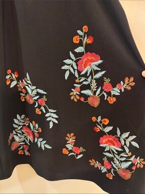 Black dress with Colorful Floral Embroidery